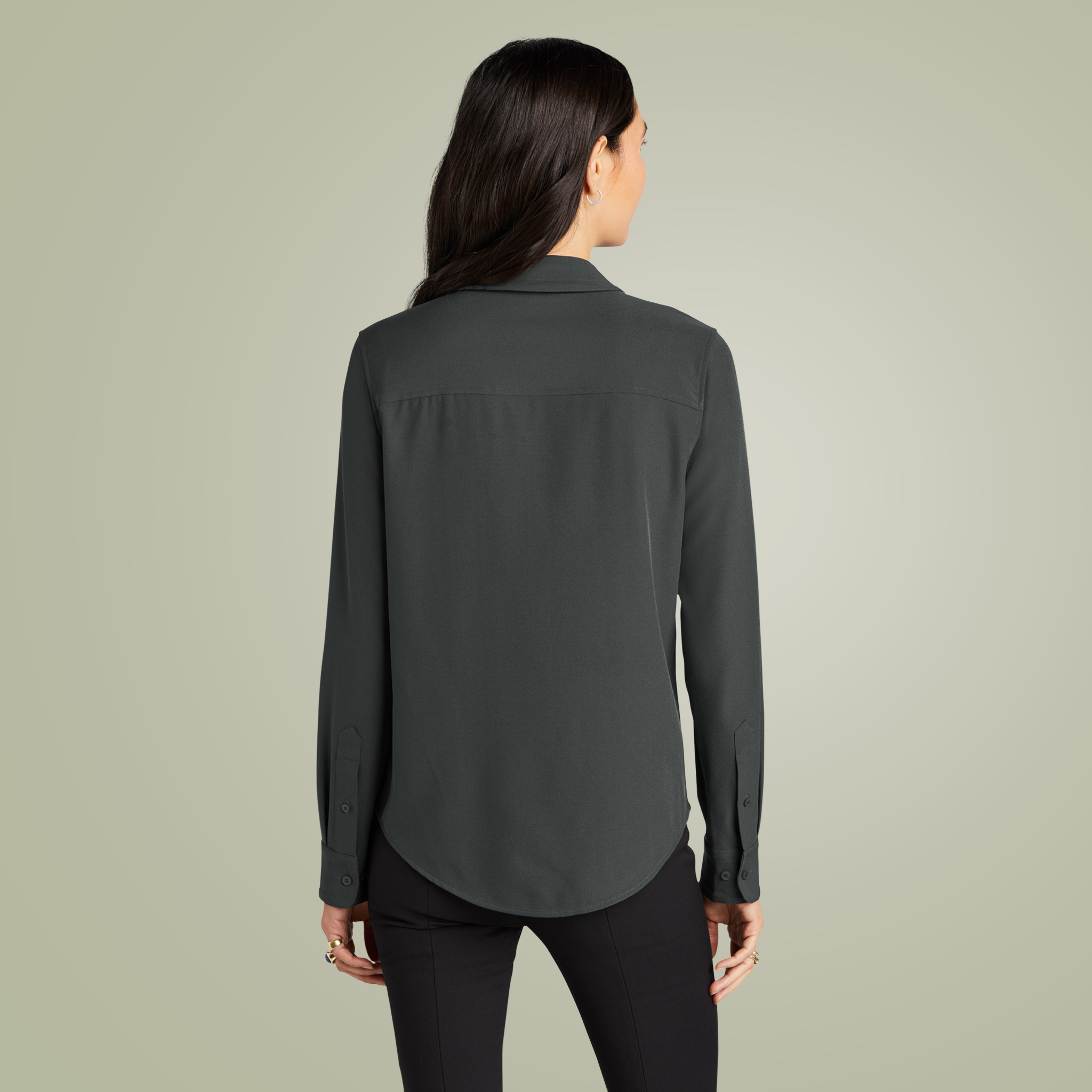Mercer+Mettle Women's Stretch Crepe Long Sleeve Camp Blouse