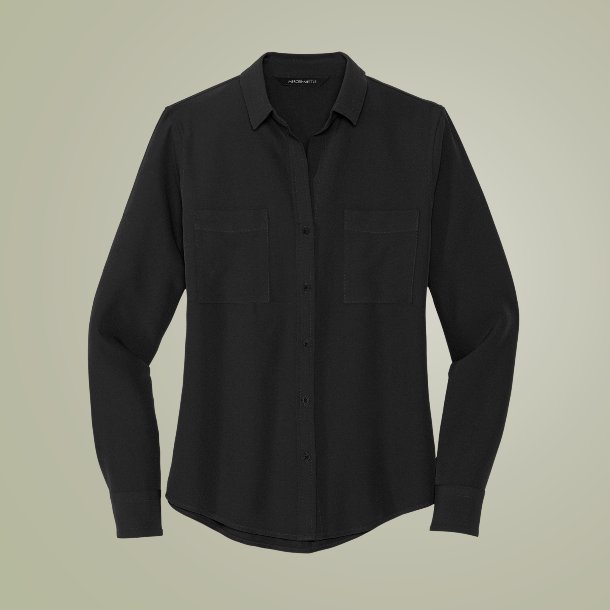 Mercer+Mettle Women's Stretch Crepe Long Sleeve Camp Blouse