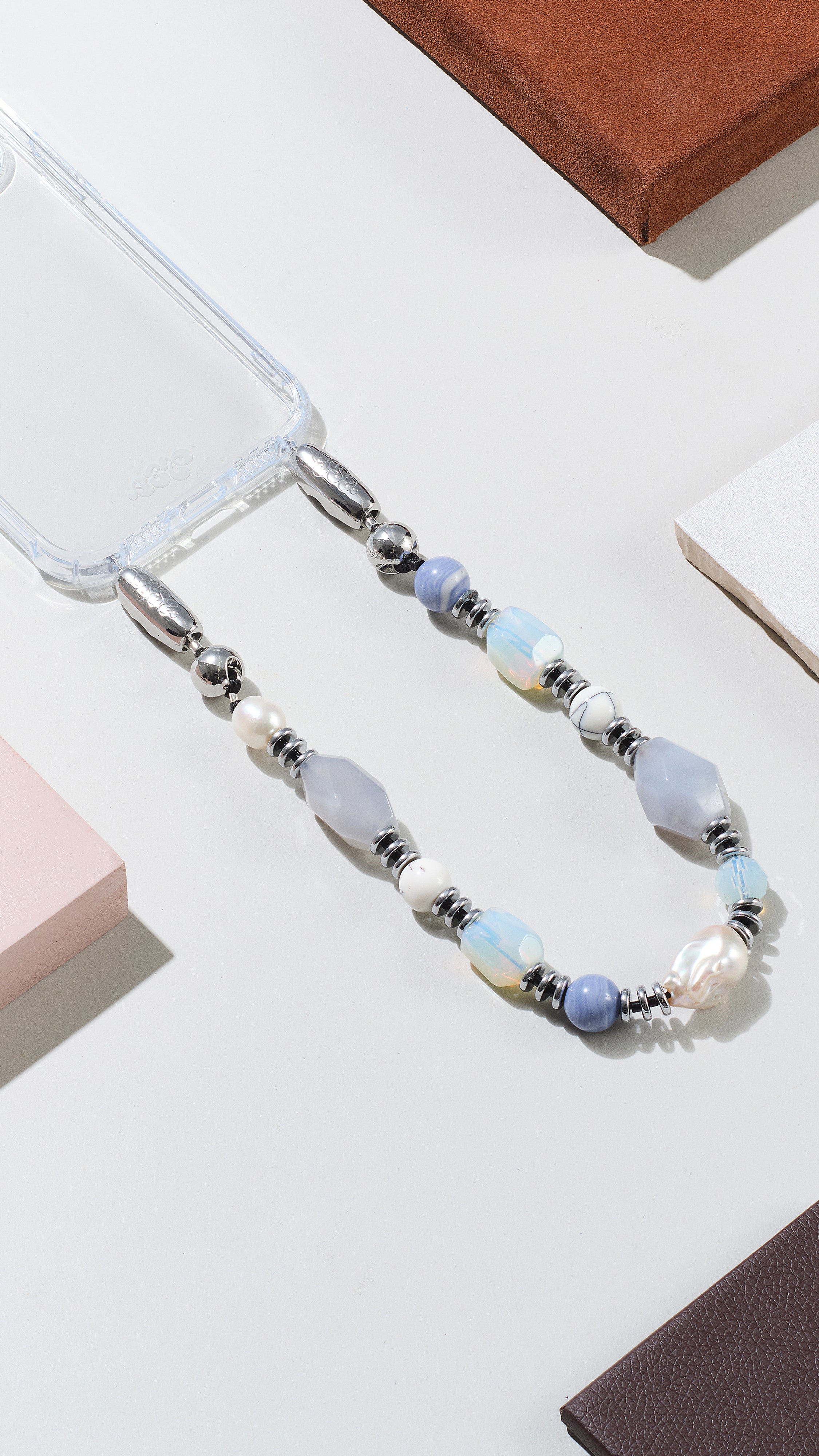 Gemstone & Pearl Phone Wristlet