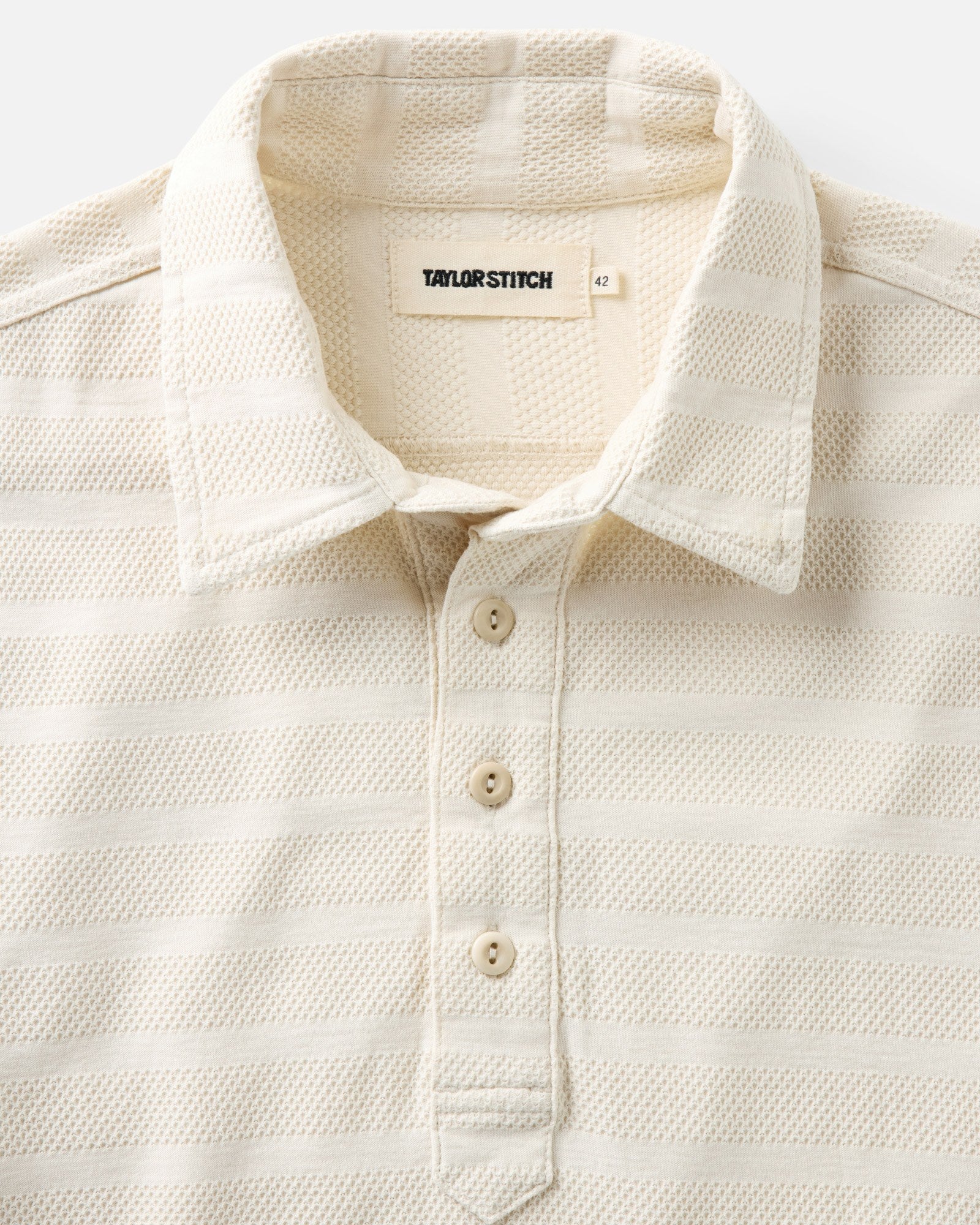 The Long Sleeve Polo in Vintage White Knit Stripe 4