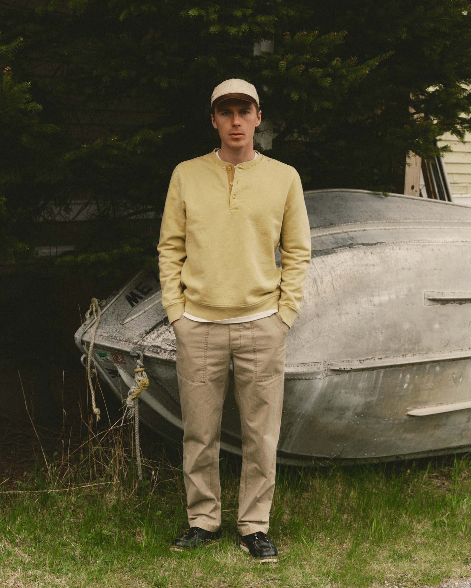 The Sunset Henley in Washed Goldfinch Terry 3