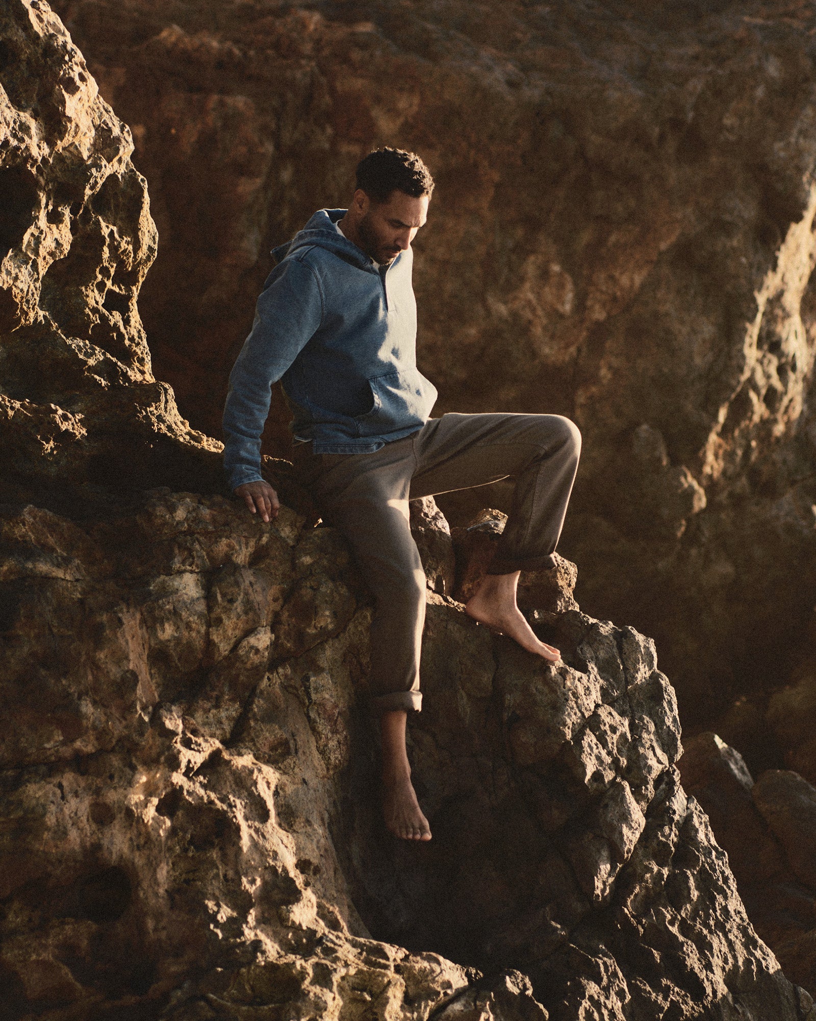 The Baja Pullover in Washed Indigo Terry 3
