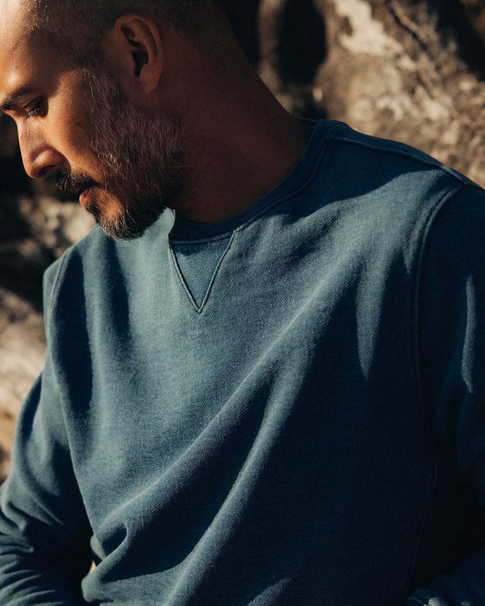 The Sunset Crew in Washed Indigo Terry 3