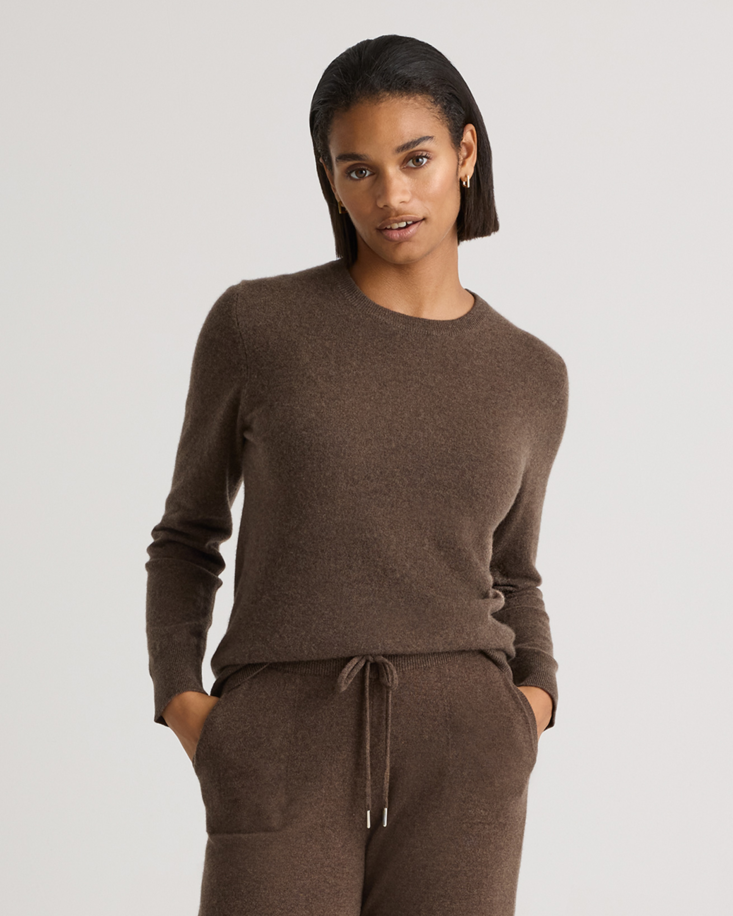 Mongolian Cashmere Crewneck Sweater Brown