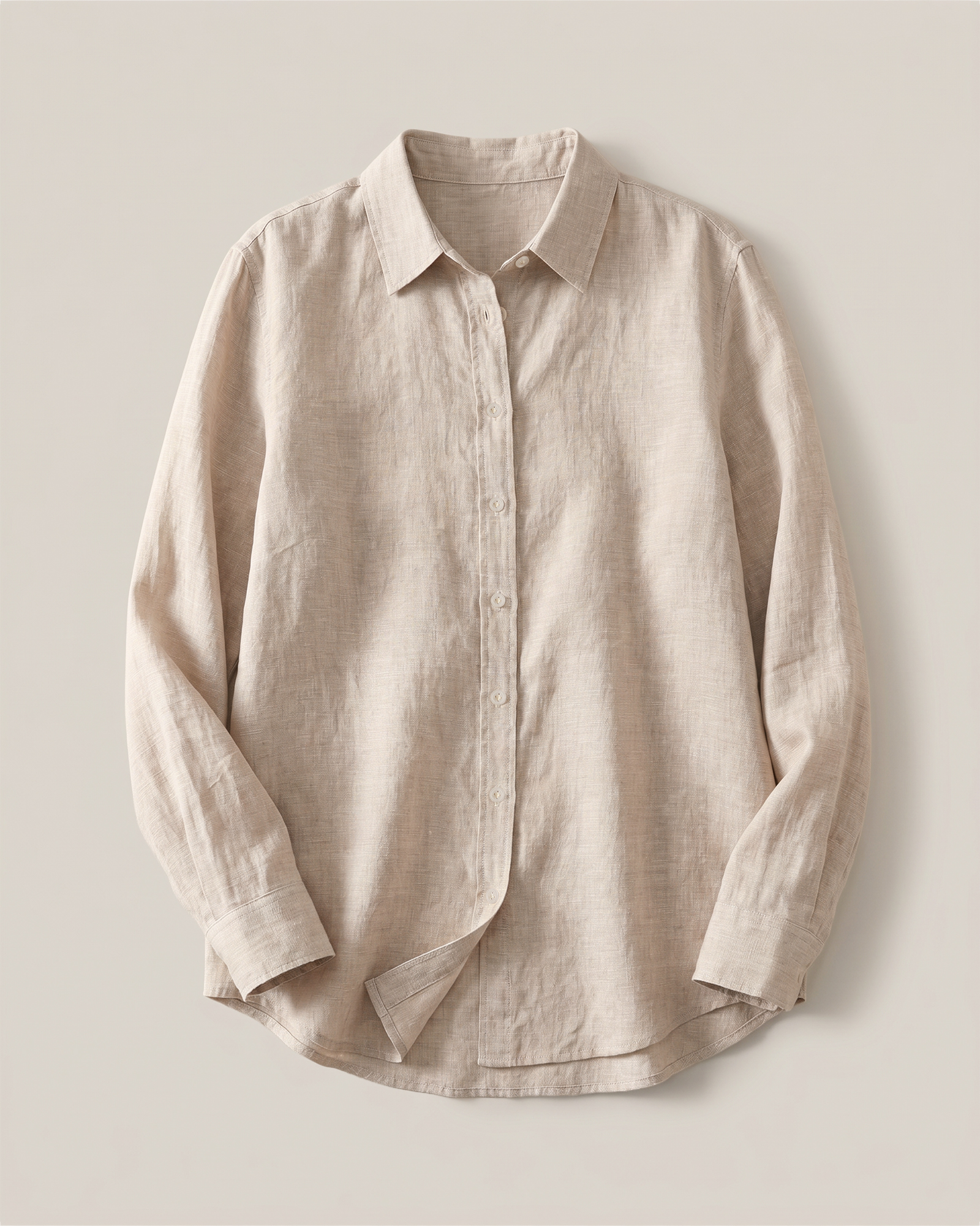 100% European Linen Long Sleeve Shirt Flax