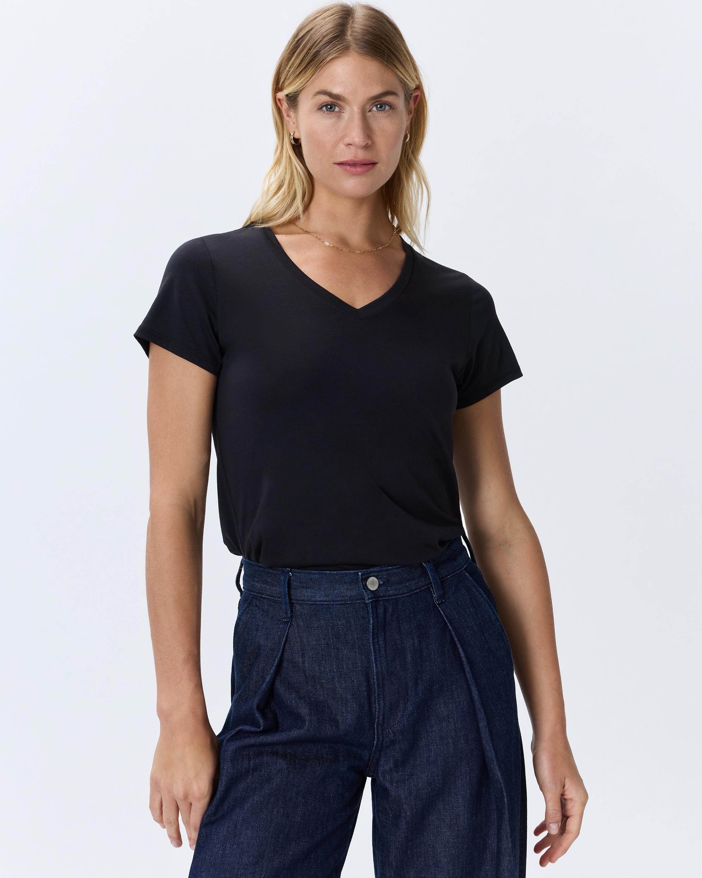 Cotton Modal V-Neck Tee Black