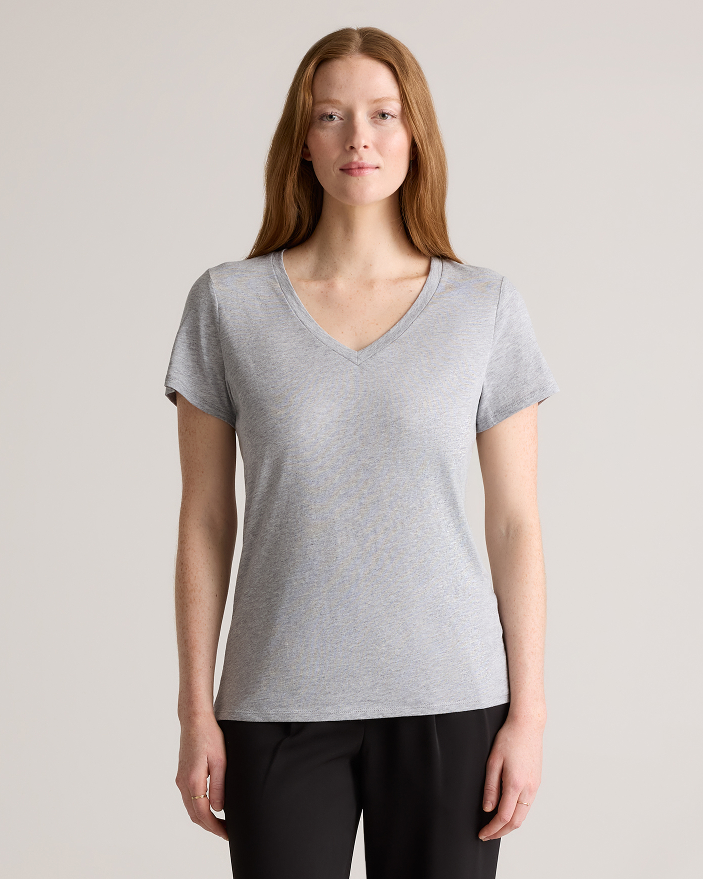 Cotton Modal V-Neck Tee Heather Grey