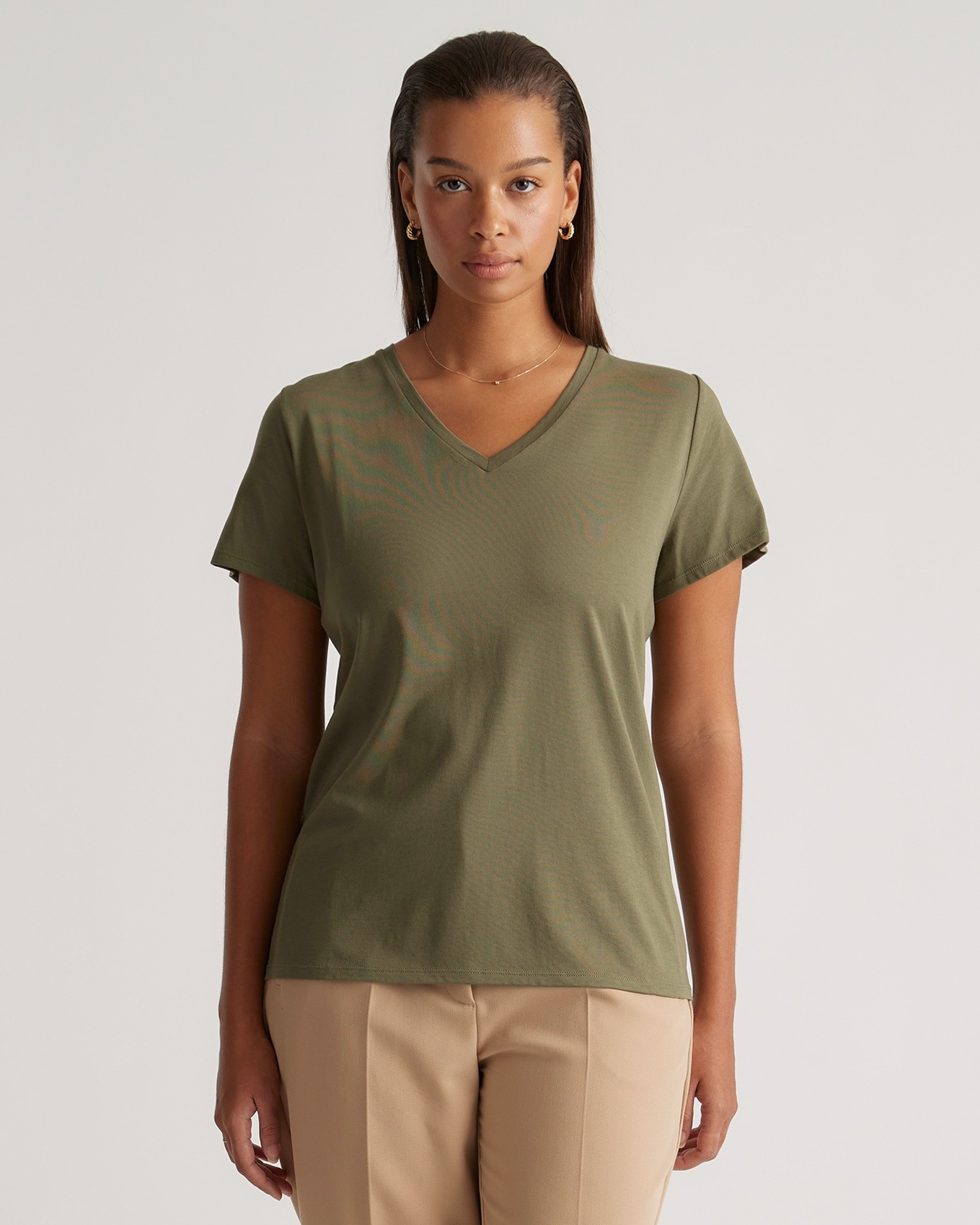 Cotton Modal V-Neck Tee Dark Olive