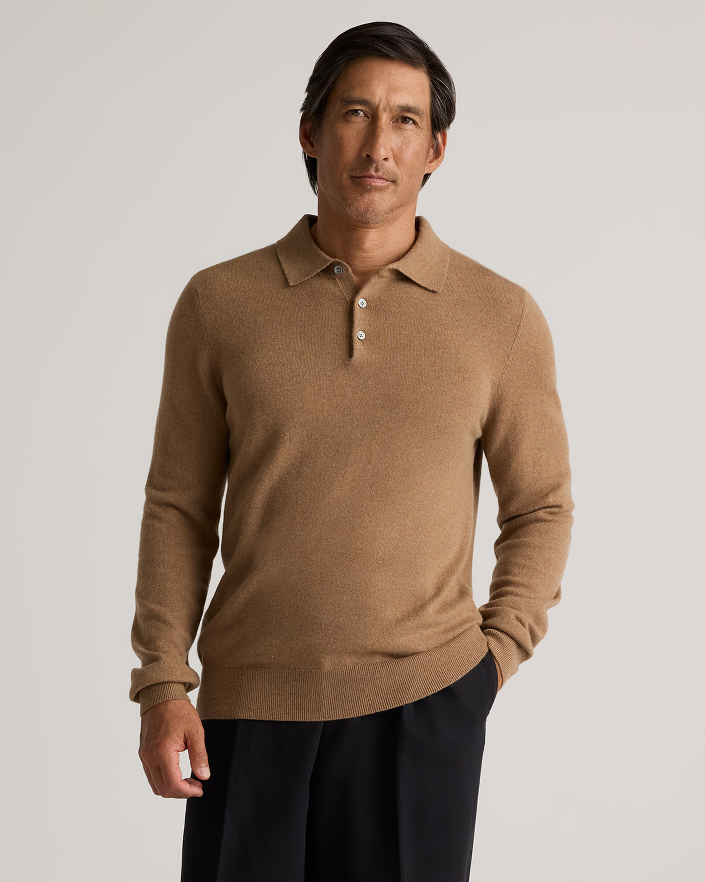 Mongolian Cashmere Polo Sweater Teak