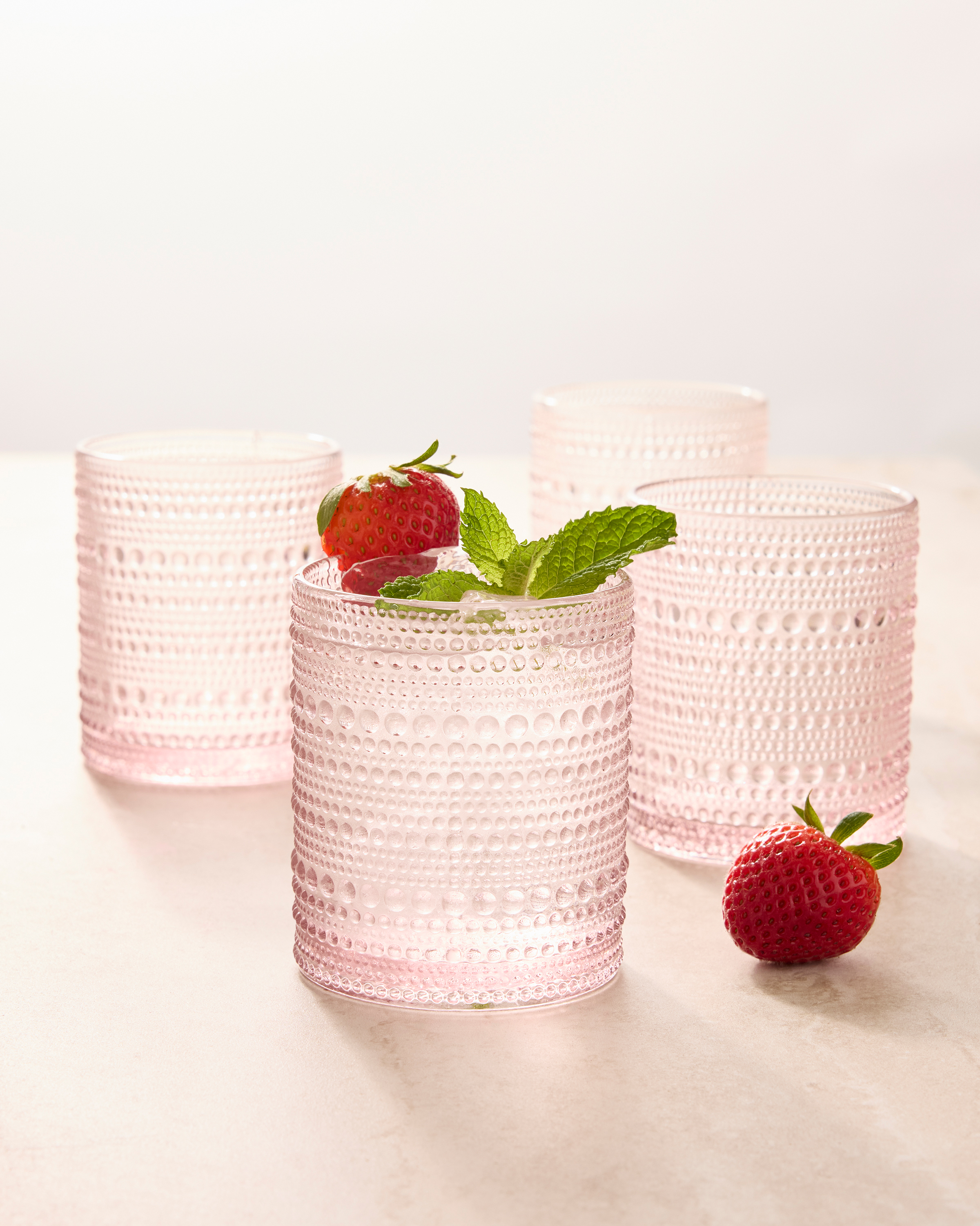 Jupiter Short Glass Tumbler, Set of 6 Dusty Pink
