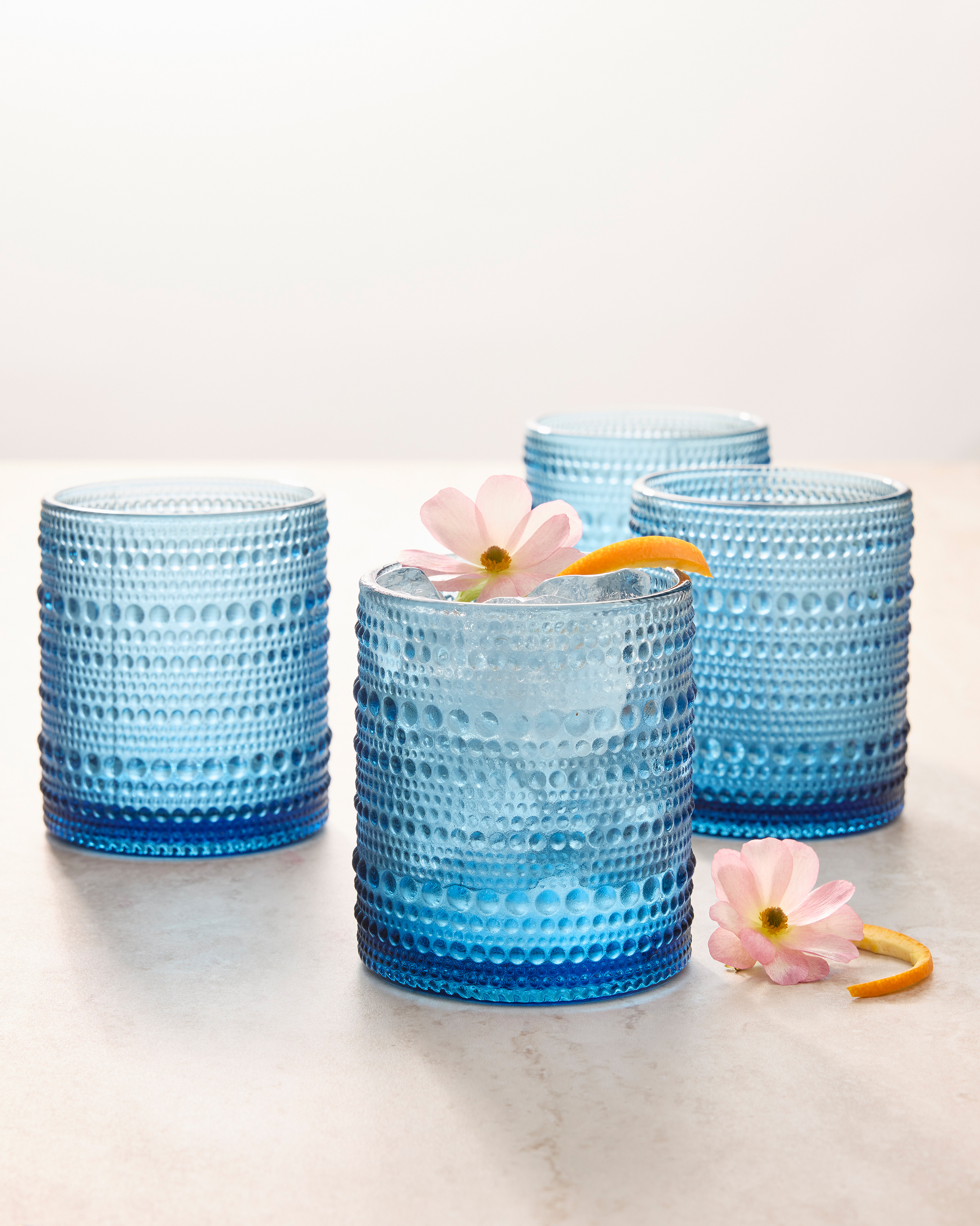 Jupiter Short Glass Tumbler, Set of 6 Cornflower Blue
