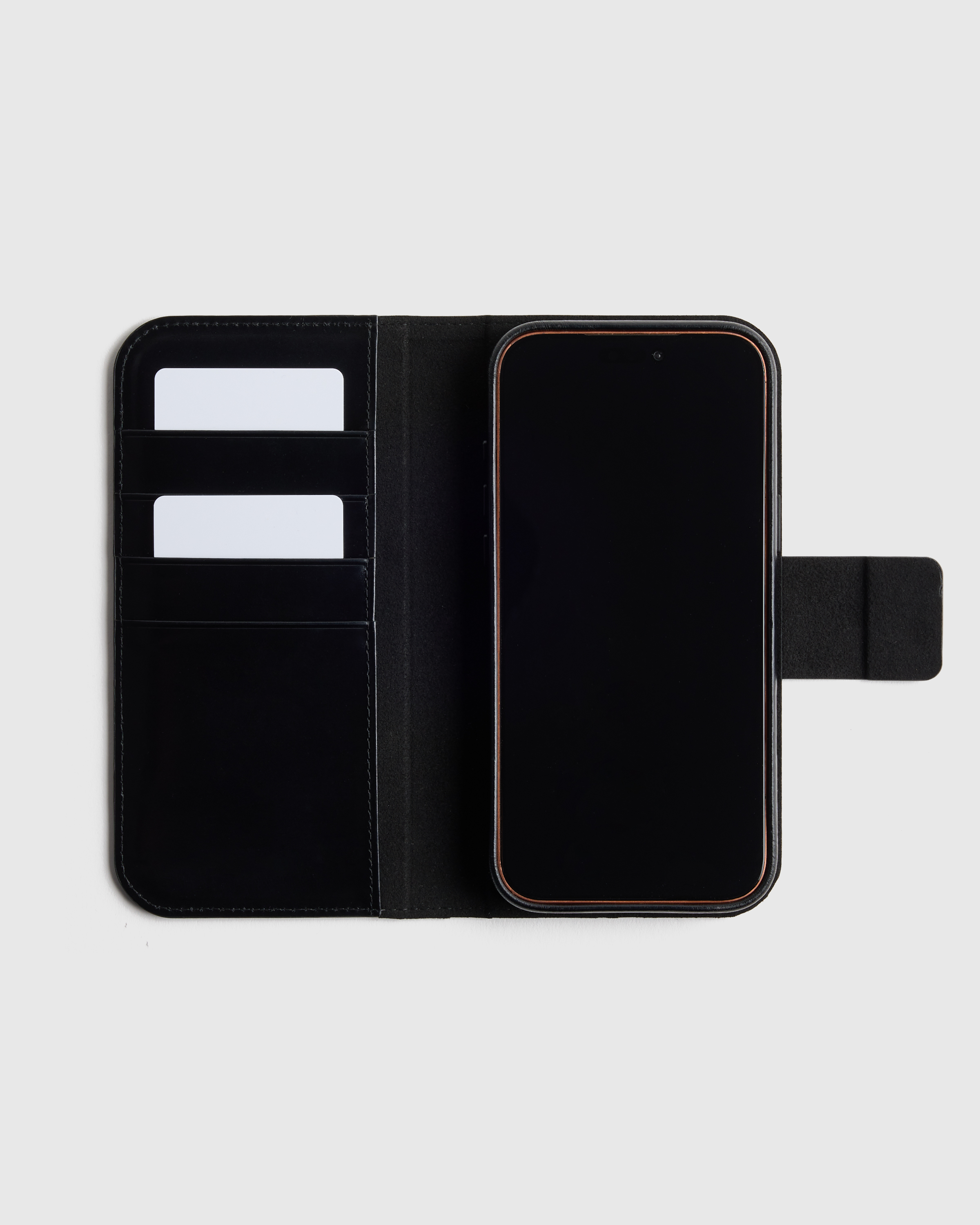 Italian Leather Phone 2-in-1 Folio Case Black