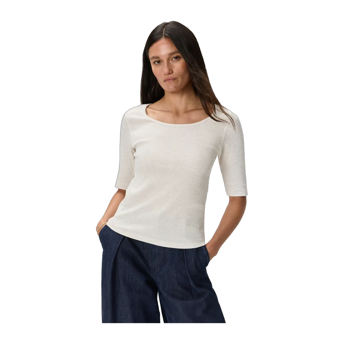 Organic Cotton Micro-Rib Elbow Sleeve Tee