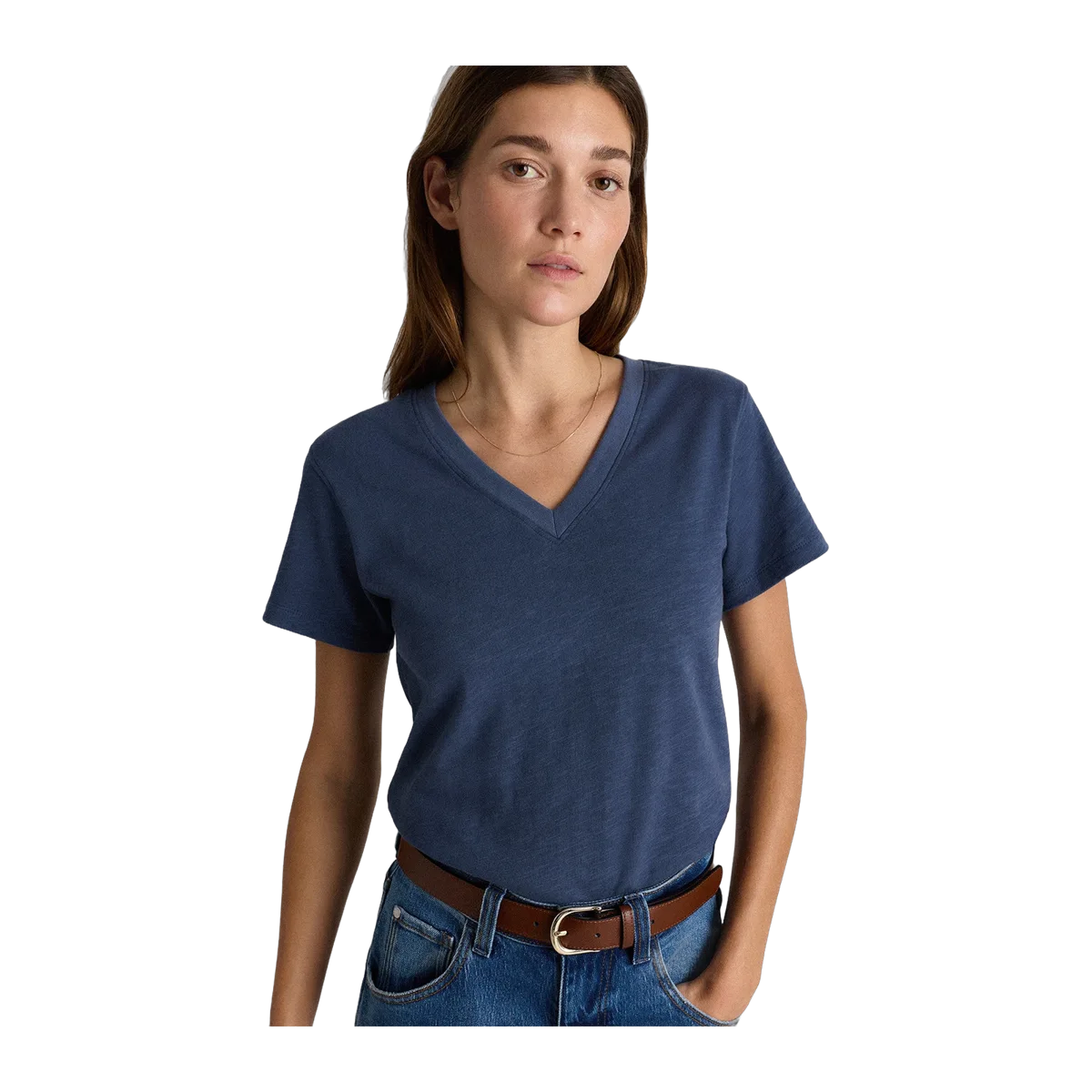100% Organic Cotton Slub V-Neck Tee