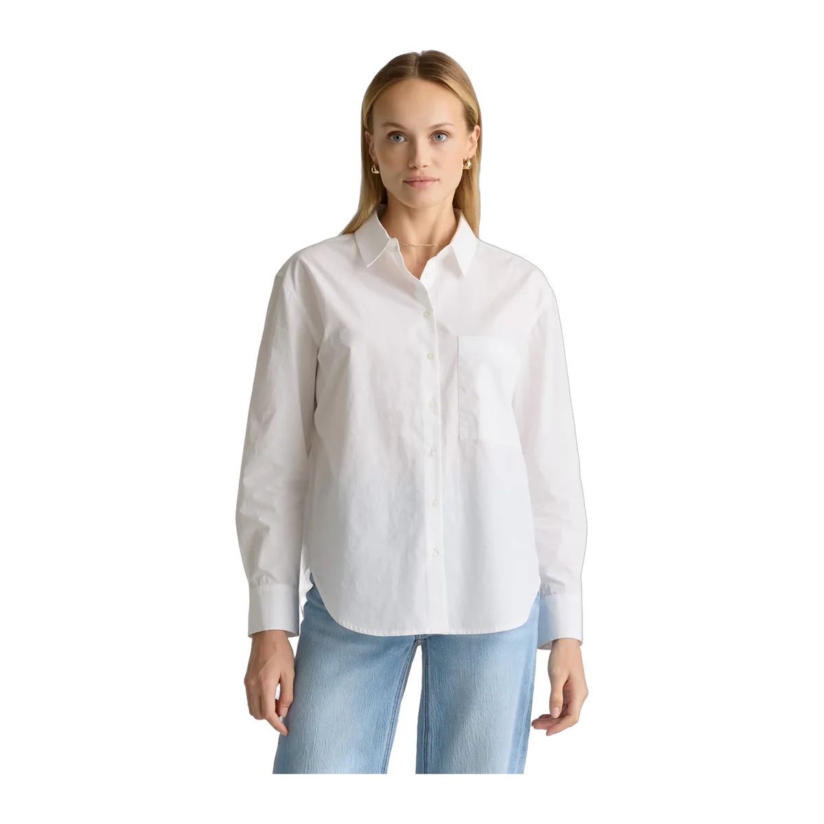 100% Organic Cotton Poplin Long Sleeve Boyfriend Shirt