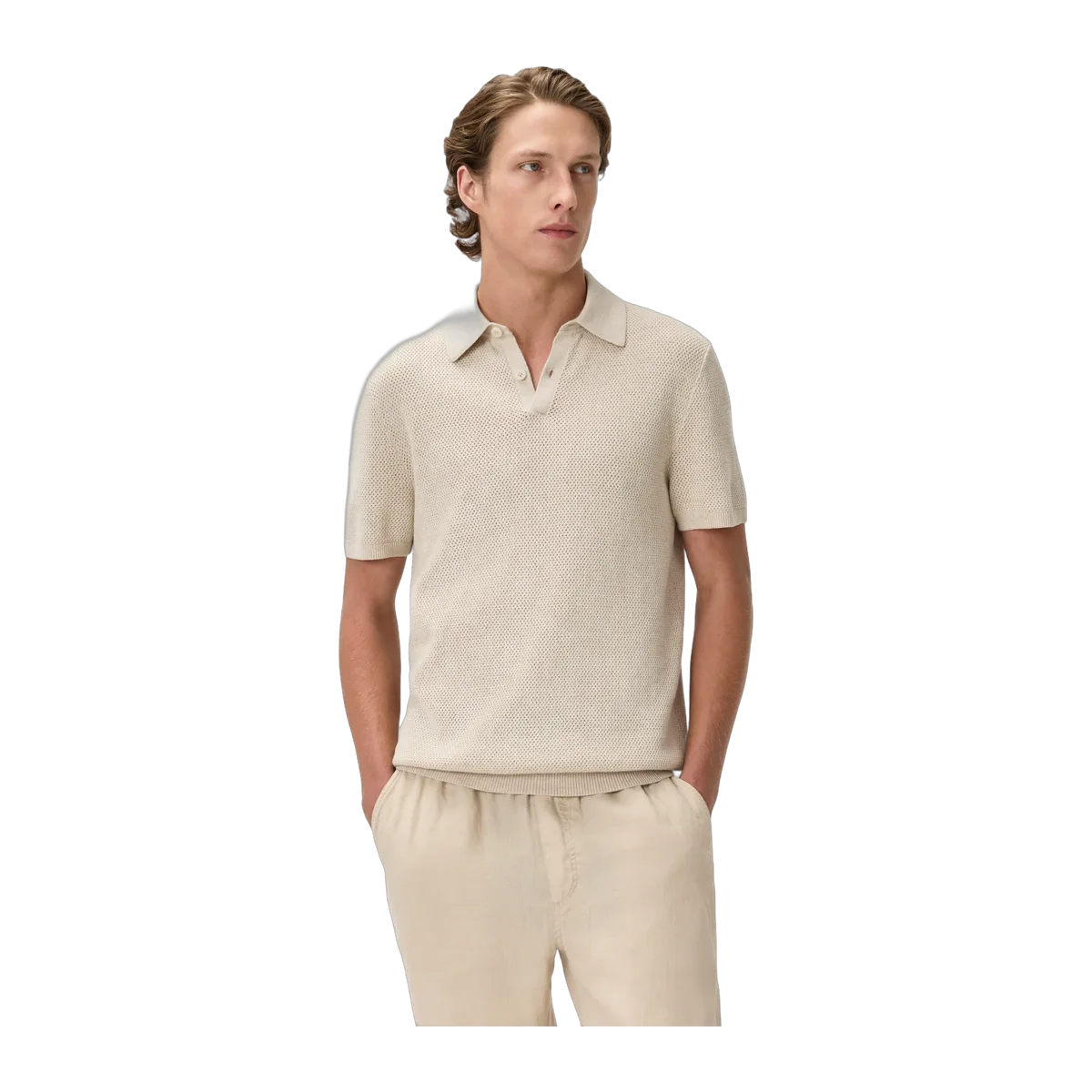 100% Organic Cotton Mesh-Stitch Sweater Polo