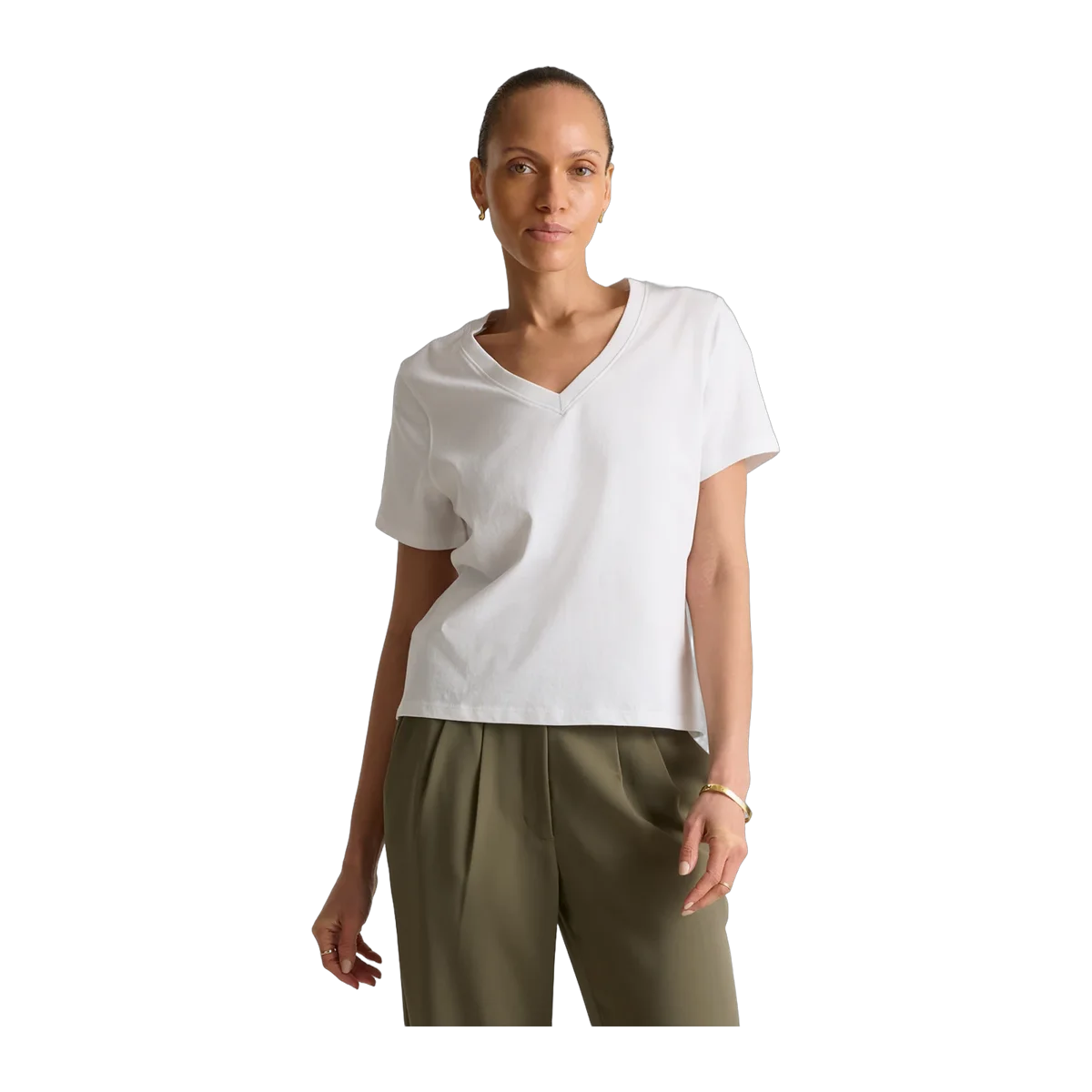 100% Organic Cotton Boxy V-Neck Tee