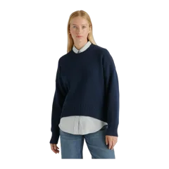 100% Organic Cotton Boyfriend Crew Sweater Navy