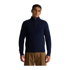 Mongolian Cashmere Quarter Zip Sweater True Navy