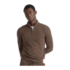 Mongolian Cashmere Quarter Zip Sweater Brown