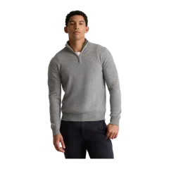Mongolian Cashmere Quarter Zip Sweater Heather Grey
