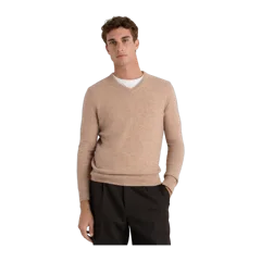 Mongolian Cashmere V-Neck Sweater Oatmeal