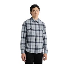 Stretch Sweater Fleece Shirt Navy Check
