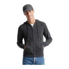 Mongolian Cashmere Full-Zip Hoodie Heather Charcoal