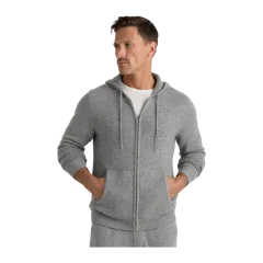 Mongolian Cashmere Full-Zip Hoodie Heather Grey