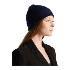 Mongolian Cashmere Ribbed Beanie True Navy