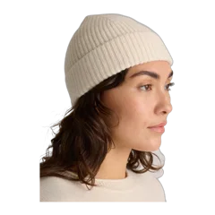 Mongolian Cashmere Ribbed Beanie Ivory