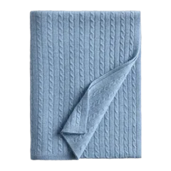 Cable Knit Cashmere Throw Faded Denim