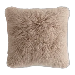 Luxe Mongolian Lamb Pillow Cover Khaki