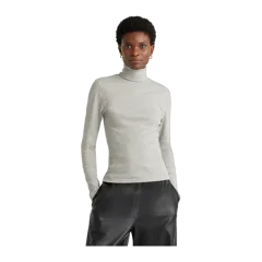 Organic Cotton Micro-Rib Turtleneck Heather Grey