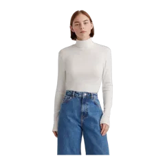 Organic Cotton Micro-Rib Turtleneck Buttermilk White