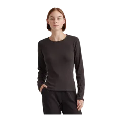 Organic Cotton Micro-Rib Long Sleeve Tee Black