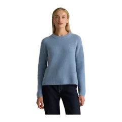 Mongolian Cashmere Fisherman Crewneck Sweater Faded Denim