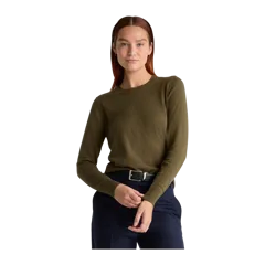 Lightweight Cotton Cashmere Crew Sweater Olive