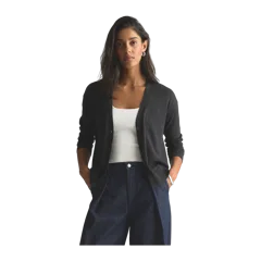 Lightweight Cotton Cashmere Cardigan Heather Charcoal