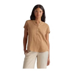 100% Organic Cotton Gauze Roll Sleeve Shirt Toasted Coconut