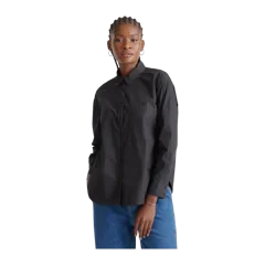 100% Organic Cotton Poplin Long Sleeve Boyfriend Shirt Black