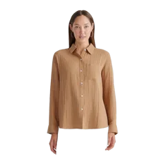 100% Organic Cotton Gauze Long Sleeve Shirt Toasted Coconut