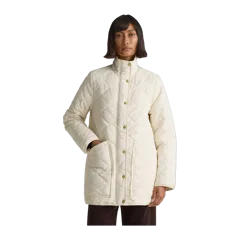 Featherless Quilted Long Puffer Jacket Silken White