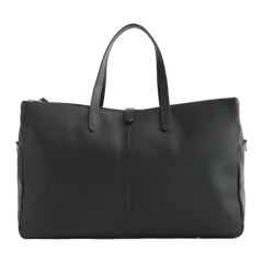 Italian Leather Triple Compartment Weekender Black
