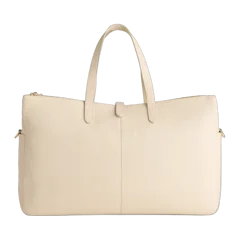 Italian Leather Triple Compartment Weekender Soft Ivory
