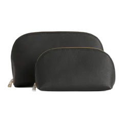 Italian Leather Pouch Travel Set Black