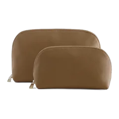 Italian Leather Pouch Travel Set Cognac