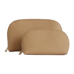 Italian Leather Pouch Travel Set Golden Tan