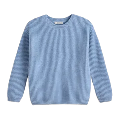 Washable Cashmere Fisherman Tunic Sweater Faded Denim