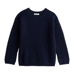 Washable Cashmere Fisherman Tunic Sweater True Navy